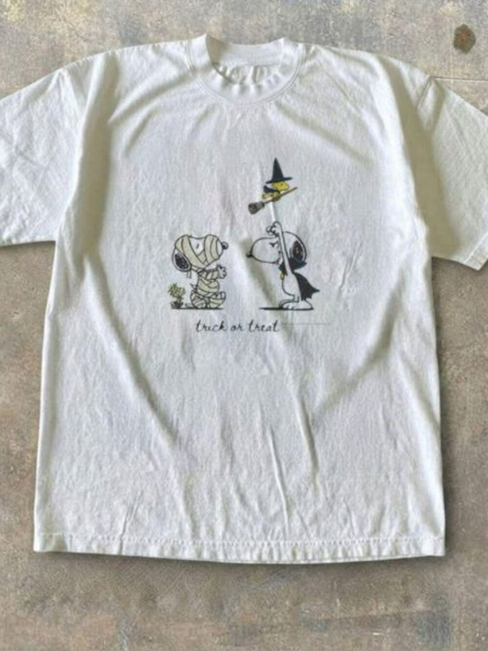Snoopy And Woodstock Trick Or Treat White T-shirt